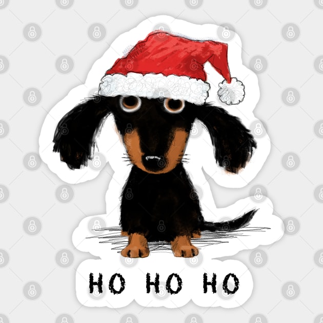 Dachshund Christmas | Cute Dog Santa | Holiday Xmas Sticker by Coffee Squirrel